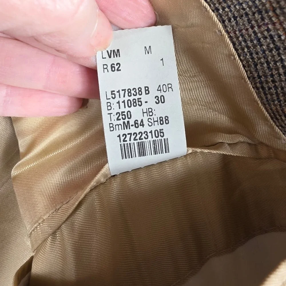 Vintage Lauren Ralph Lauren Men's 40R Plaid‎ Wool/Silk Sport Coat Blazer Brown
